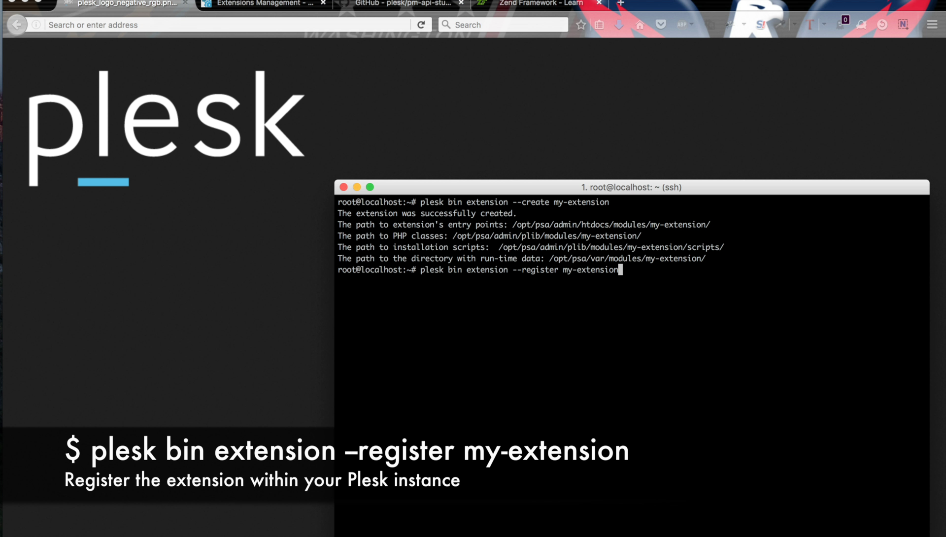 Create Plesk extension via command line