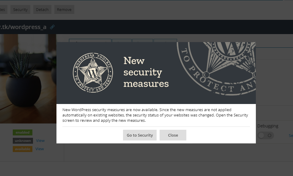 New Plesk WordPress Toolkit 3.5 Screenshot 1-new-security-measures