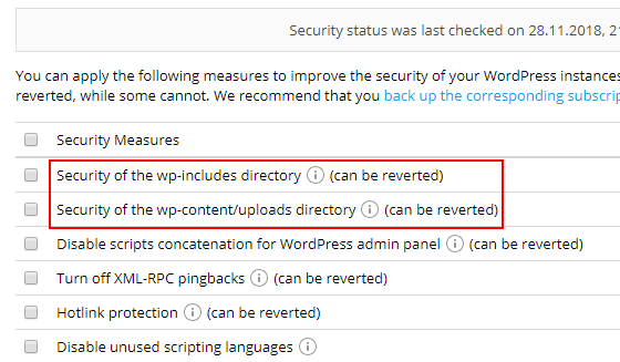 New Plesk WordPress Toolkit 3.5 Screenshot 3 - control security updates