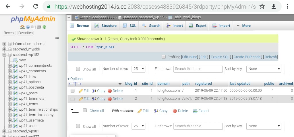 WP Multisite Structure change - wp_blogs table changes