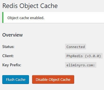 Redis Object Cache Enabled