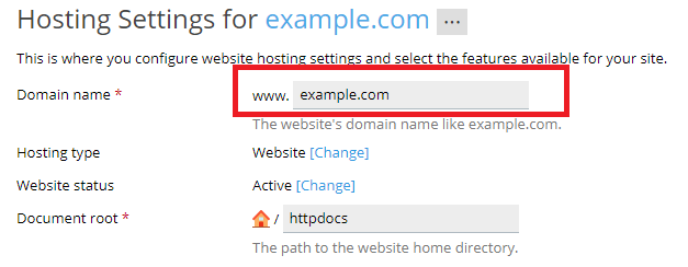 managing domain names add domain - Plesk