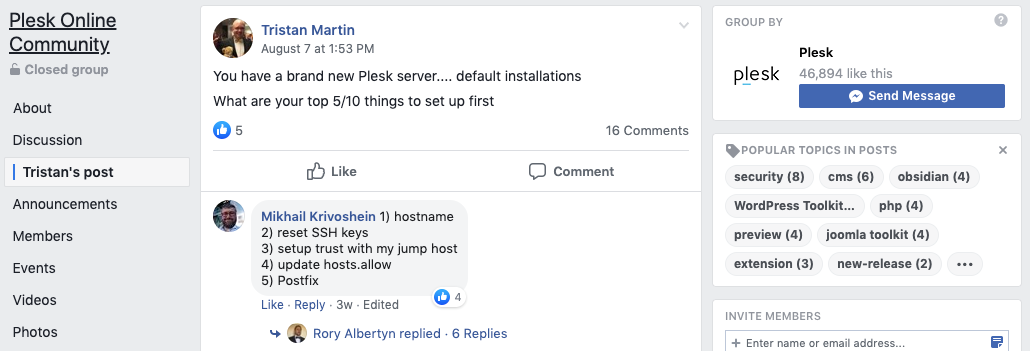 Top 5 Installations for a New Plesk Server question