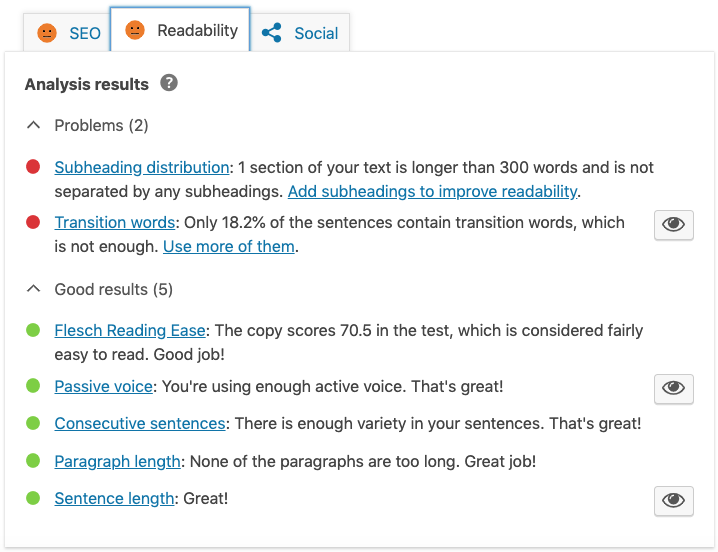 Flesch reading score - plesk