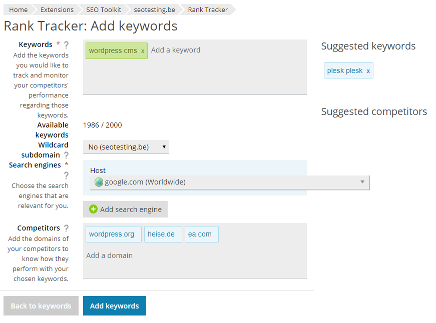 Keywords in your watchlist