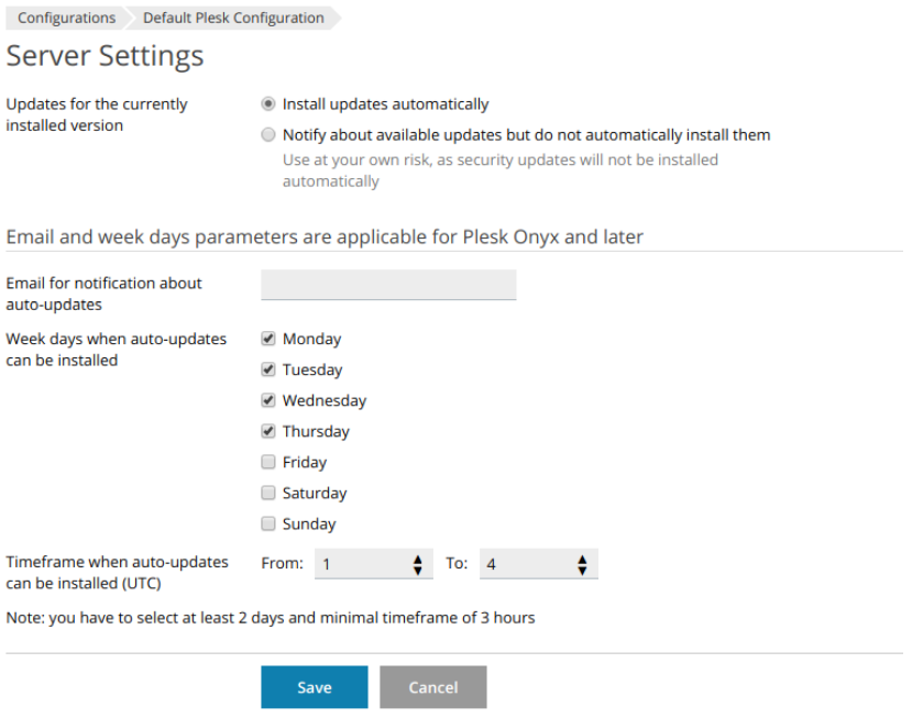 Controlling Automatic Updates from Partner Central and Plesk