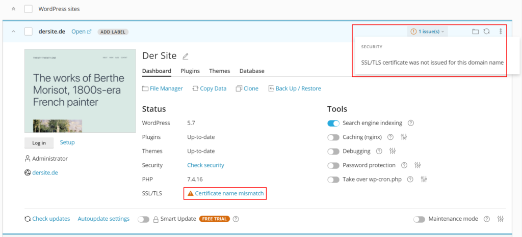 WordPress Toolkit 5.4 Release - SSL/TLS Support Status - Plesk